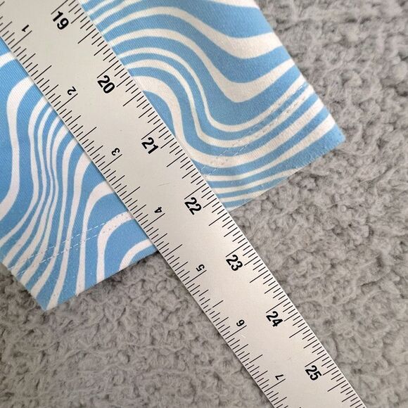 J MCLAUGHLIN WOMENS BLOUSE SIZE L LIGHT BLUE AND WHITE DESIGN - Picture 7 of 10